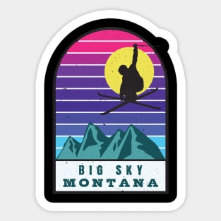 Ski Big Sky Montana Retro Sunset Sticker